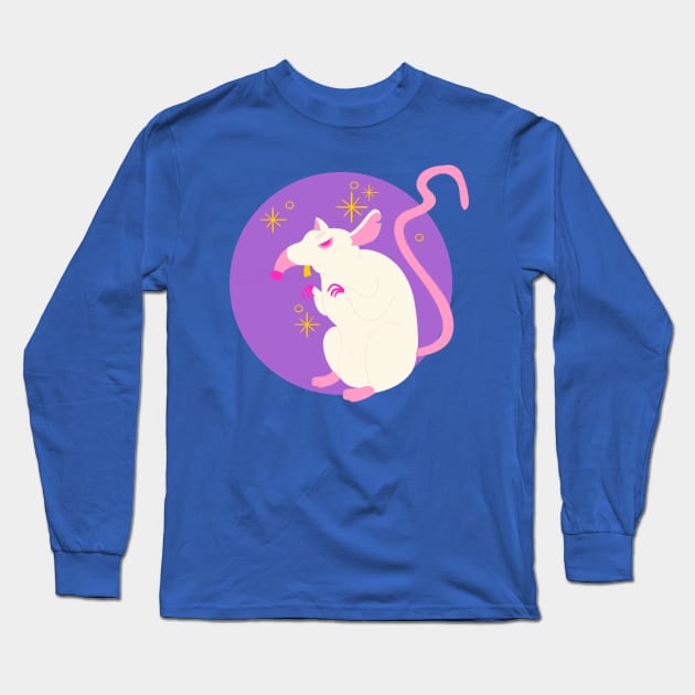 Hand Drawn Evil Rat Long Sleeve T-Shirt by Mako Design 